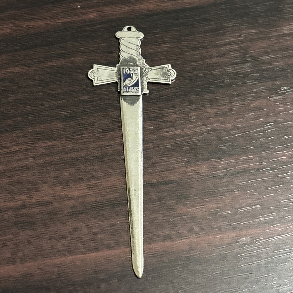 Chicago Worlds Fair 1933 A Century Of Progress 4 5/8" Sword Letter Opener
